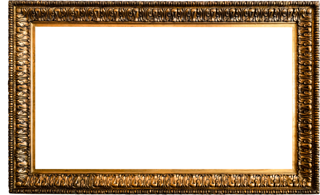 horizontal old dark gold wide picture frame cutout